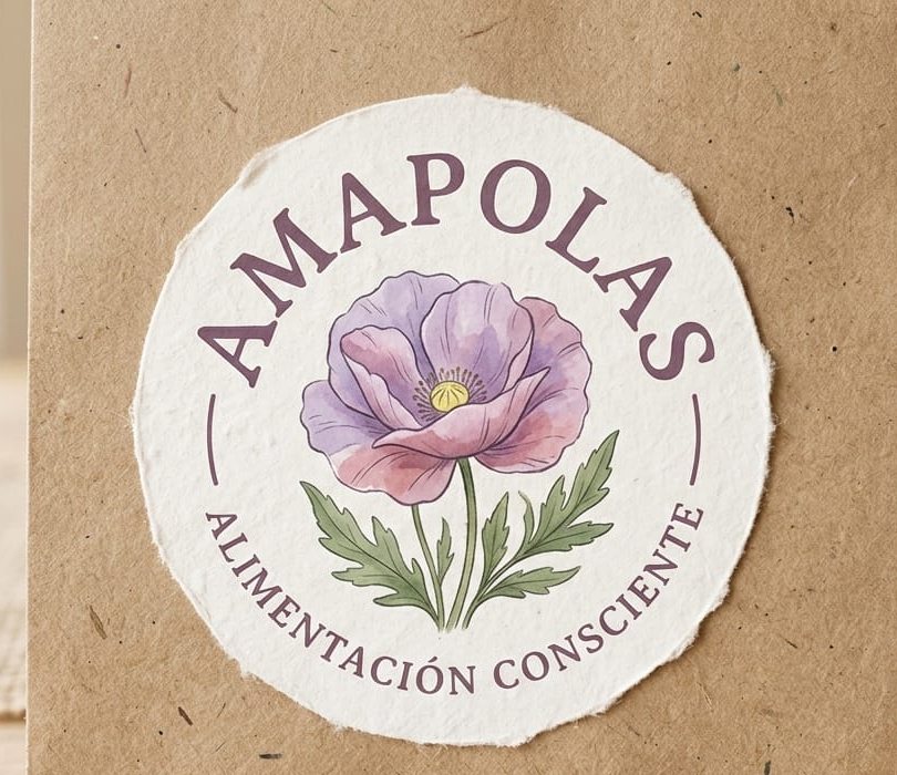 Bolsa de papel madera con el sello de Amapolas